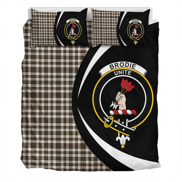 Brodie Black & White Weathered Clan Badge Tartan Bedding Set Circle Style