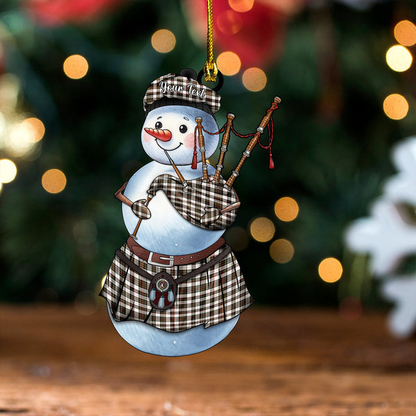 Brodie Black & White Weathered Clan Badge Tartan Wood Acrylic Ornament Snowman Bagpipe Personalized