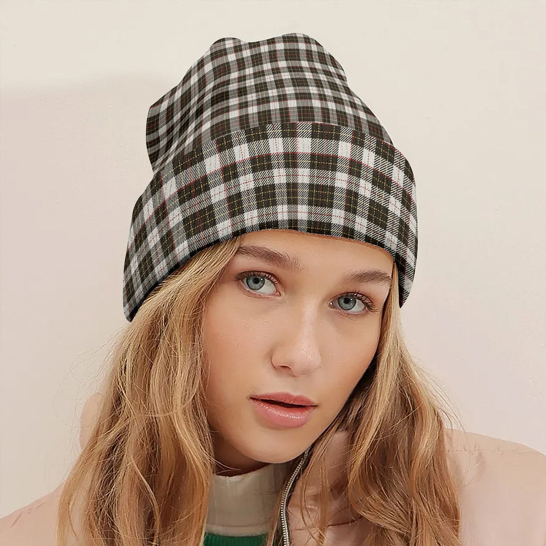 Brodie Black - White Weathered Tartan Knitted Beanie