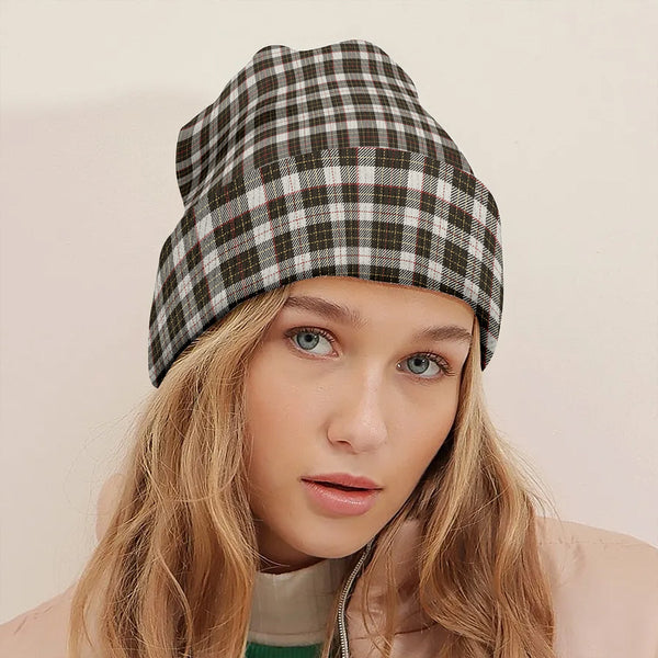 Brodie Black - White Weathered Tartan Knitted Beanie