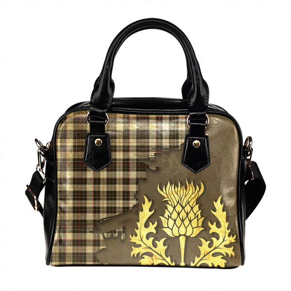 Brodie Black - White Weathered Tartan Shoulder Handbag Thistle Oldest Style