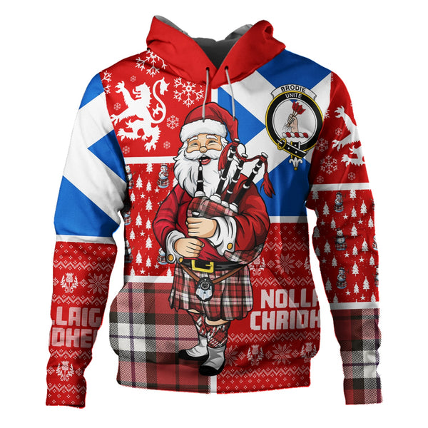 Brodie Dress Weathered Clan Badge Tartan Hoodie Scotland Christmas Santa