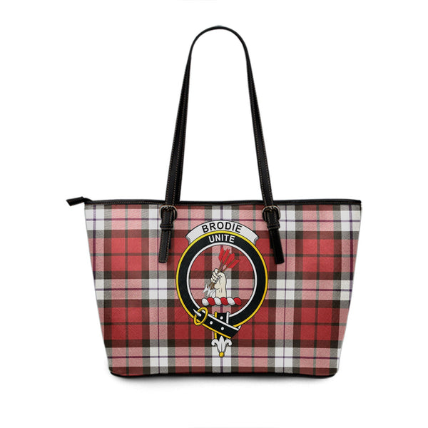 Brodie Dress Weathered Clan Badge Tartan Leather Tote Bag