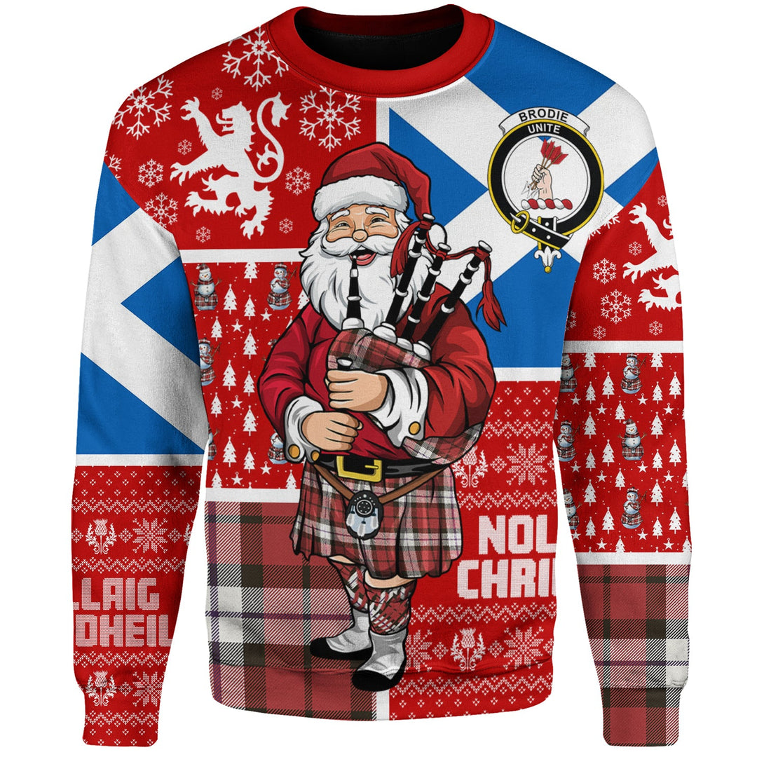 Brodie Dress Weathered Clan Badge Tartan Sweatshirt Scotland Christmas Santa