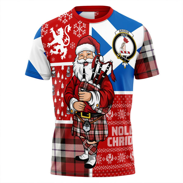 Brodie Dress Weathered Clan Badge Tartan T-Shirt Scotland Christmas Santa