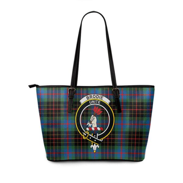 Brodie Hunting Modern Clan Badge Tartan Leather Tote Bag