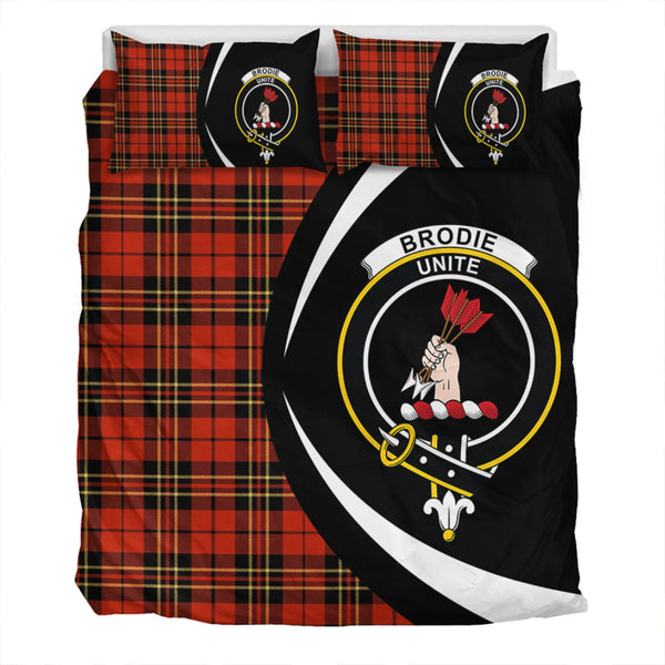 Brodie Red Ancient Clan Badge Tartan Bedding Set Circle Style