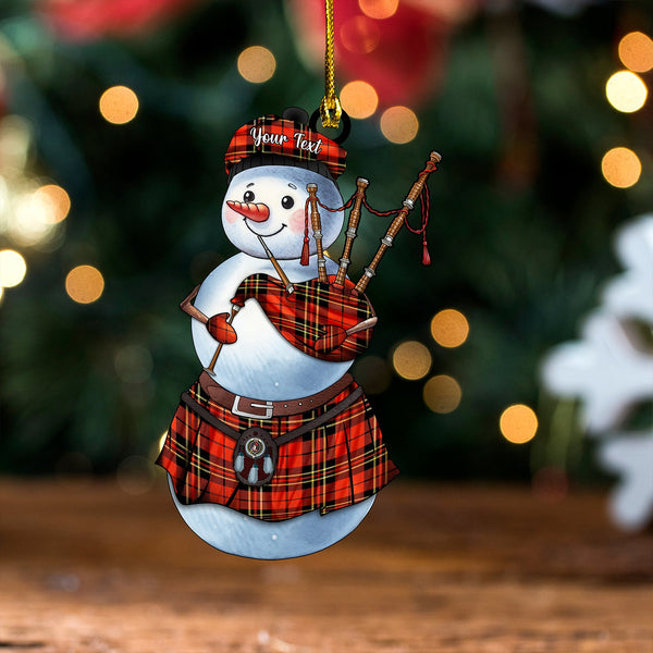 Brodie Red Ancient Clan Badge Tartan Wood Acrylic Ornament Snowman Bagpipe Personalized