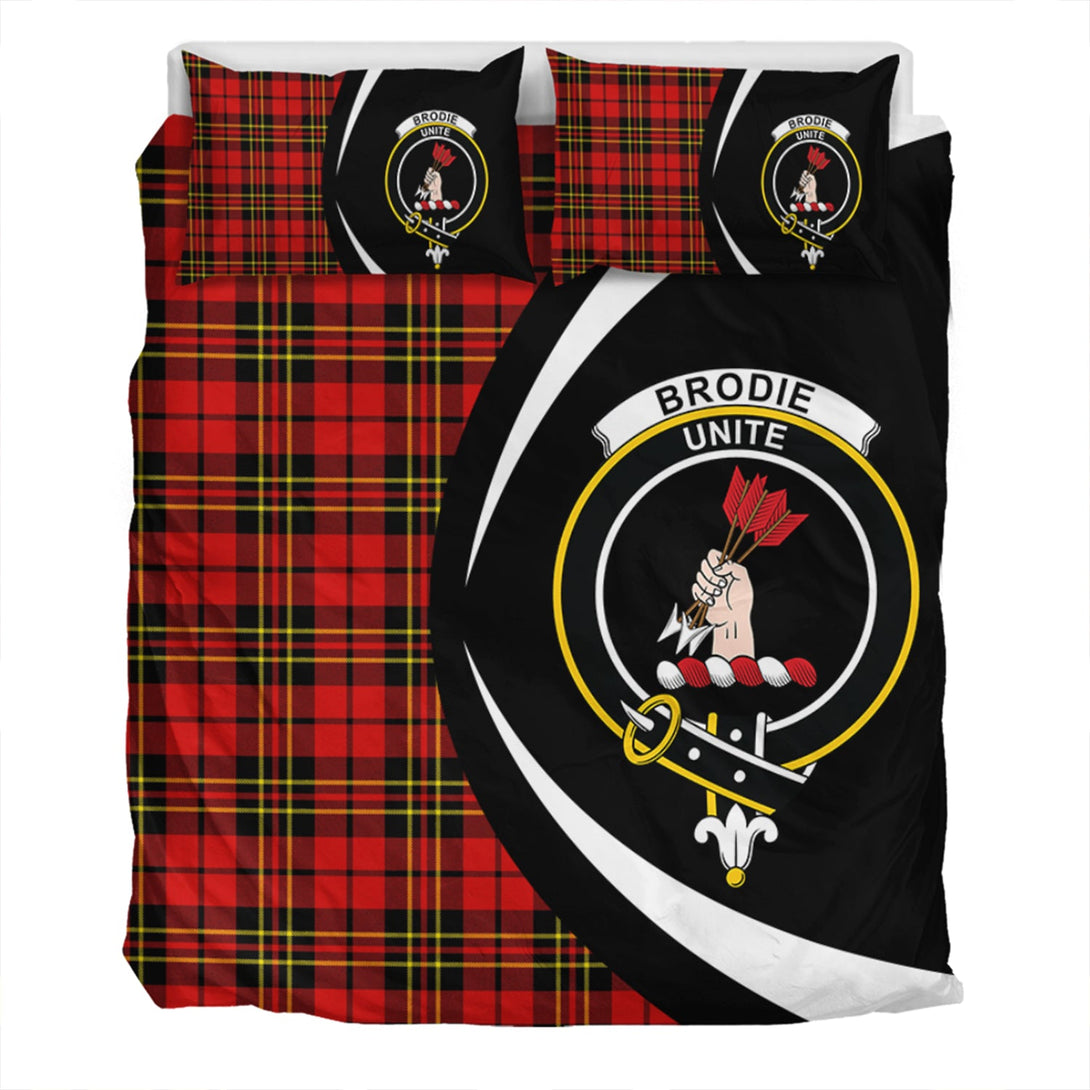 Brodie Red Modern Clan Badge Tartan Bedding Set Circle Style