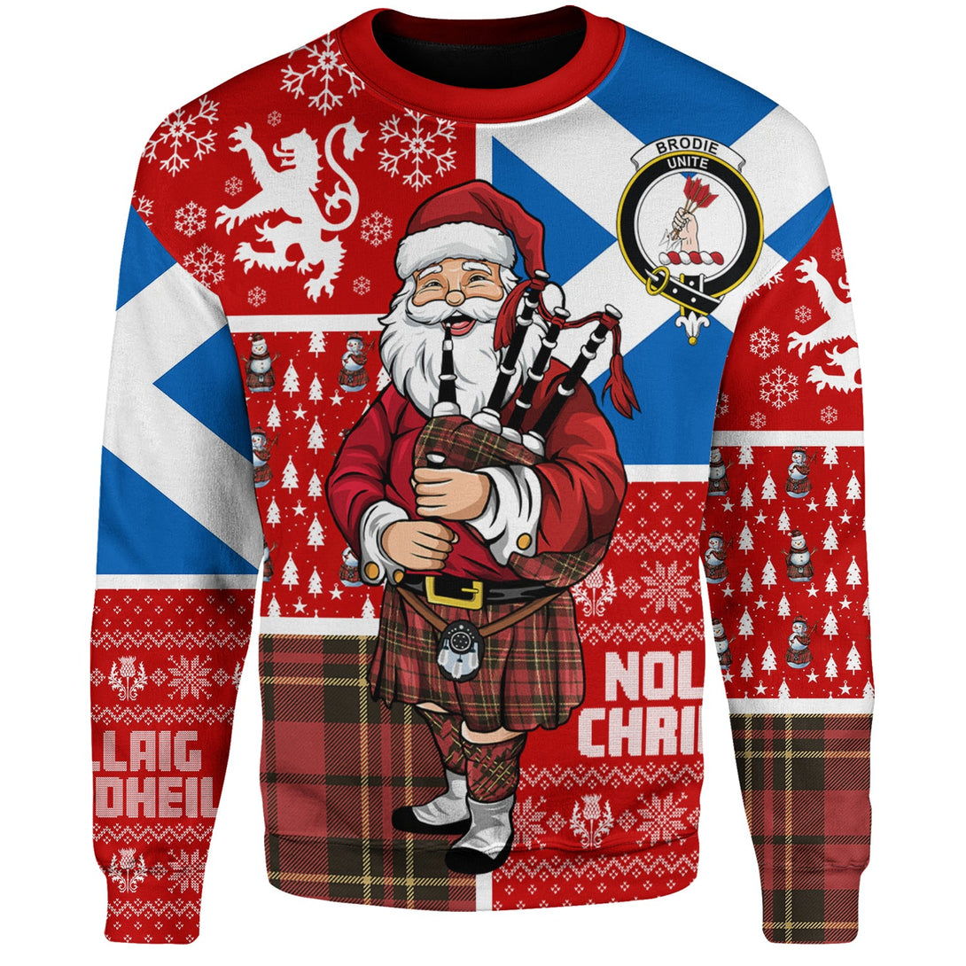 Brodie Red Weathered Clan Badge Tartan Sweatshirt Scotland Christmas Santa