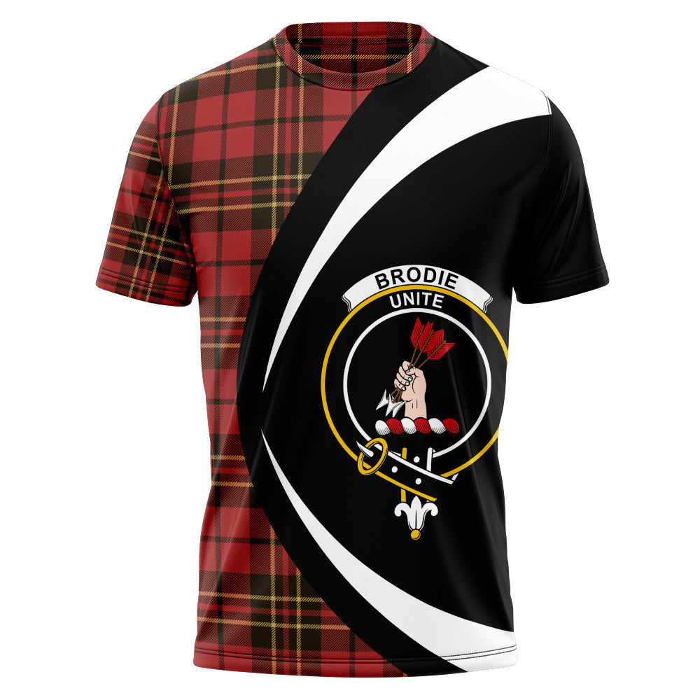 Brodie Red Weathered Clan Badge Tartan T-Shirt Circle Style Personalized