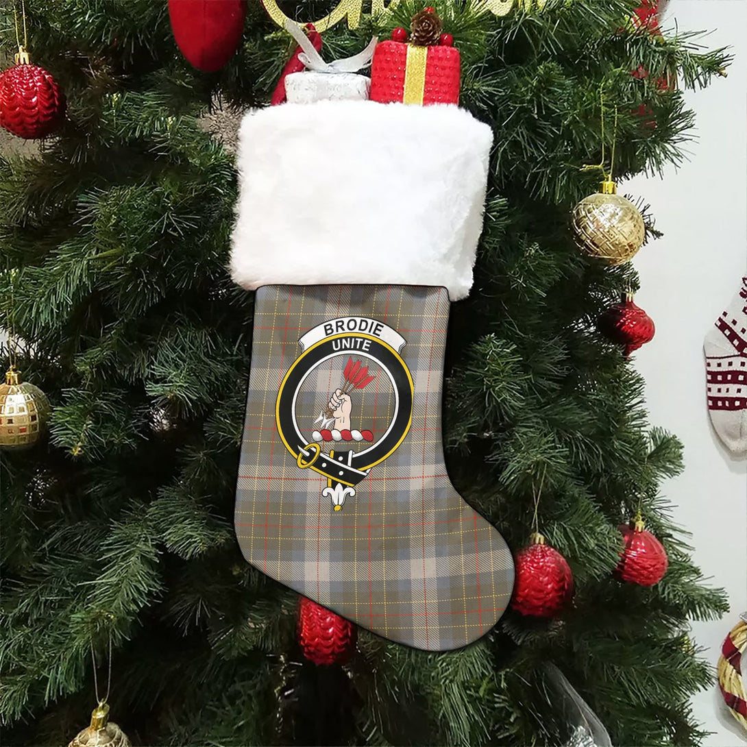 Brodie Silver (Brodie Muted) Ancient Clan Badge Tartan Christmas Stocking