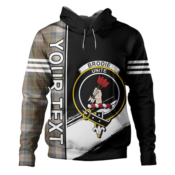 Brodie Silver (Brodie Muted) Ancient Clan Badge Tartan Hoodie Quarter Style Personalized