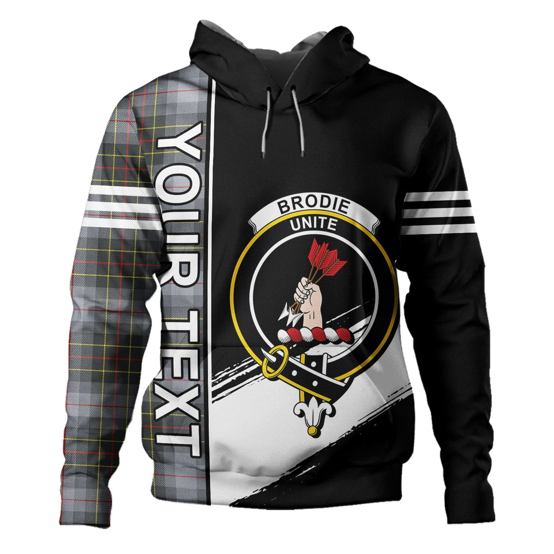 Brodie Silver (Brodie Muted) Modern Clan Badge Tartan Hoodie Quarter Style Personalized