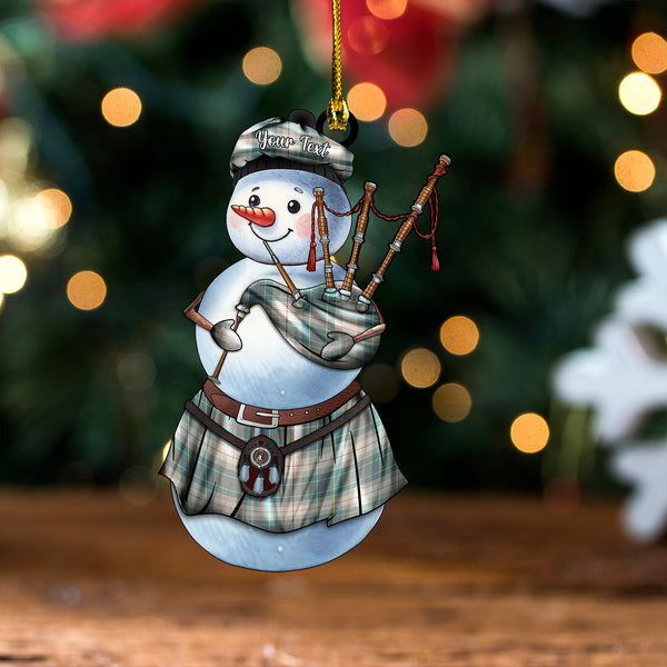 Brodie Silver (Brodie Muted) Weathered Clan Badge Tartan Wood Acrylic Ornament Snowman Bagpipe Personalized