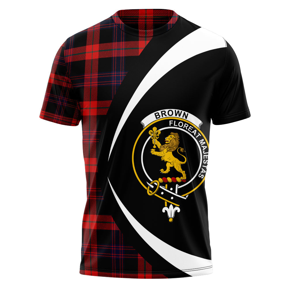 Brown (Broun) Modern Clan Badge Tartan T-Shirt Circle Style Personalized