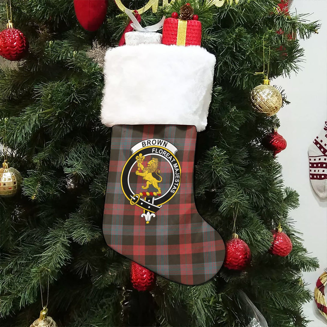 Brown (Broun) Weathered Clan Badge Tartan Christmas Stocking