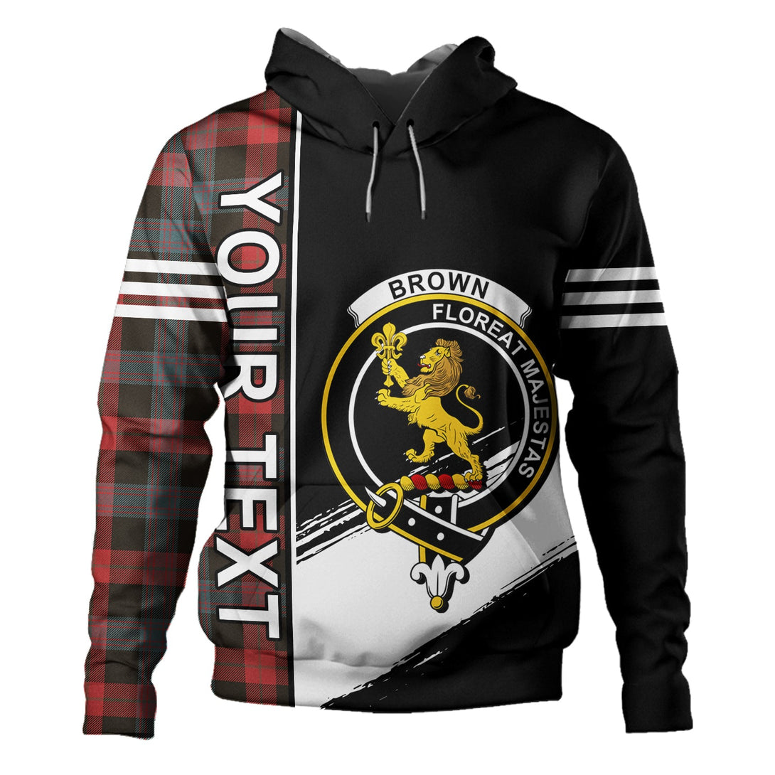 Brown (Broun) Weathered Clan Badge Tartan Hoodie Quarter Style Personalized