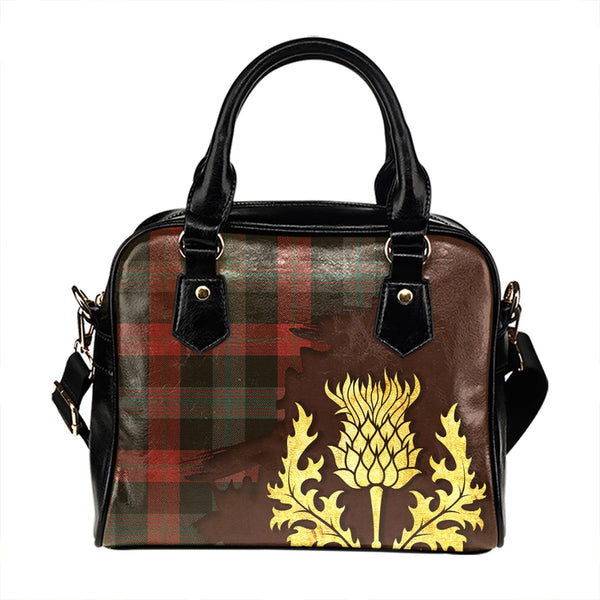 Brown (Broun) Weathered Tartan Shoulder Handbag Thistle Oldest Style