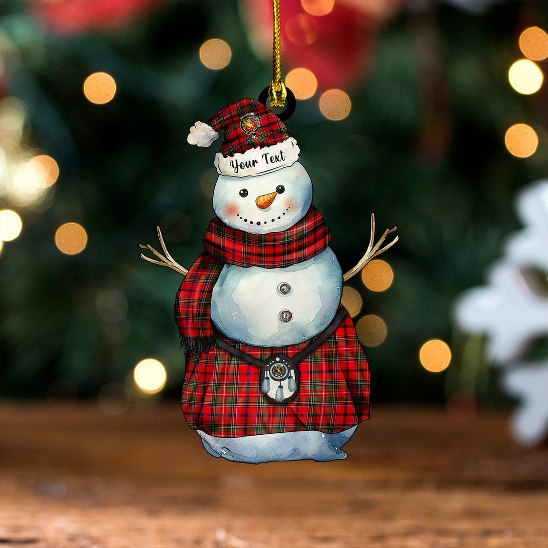 Brown of Castledean (Broun of Castledean) Modern Clan Badge Tartan Wood Acrylic Ornament Snowman Warrior Personalized