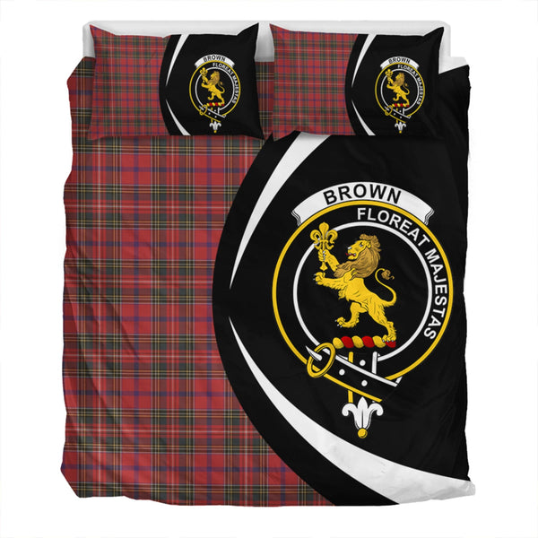 Brown of Castledean (Broun of Castledean) Weathered Clan Badge Tartan Bedding Set Circle Style