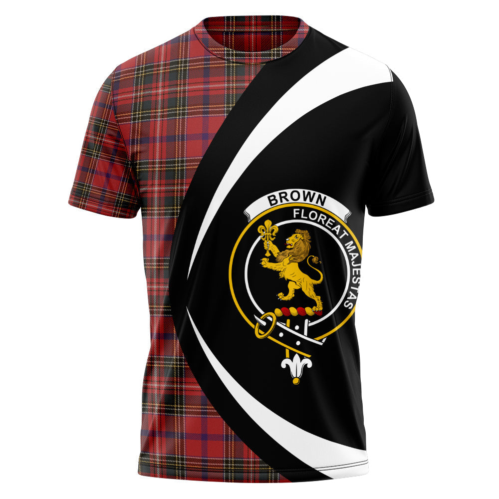 Brown of Castledean (Broun of Castledean) Weathered Clan Badge Tartan T-Shirt Circle Style Personalized