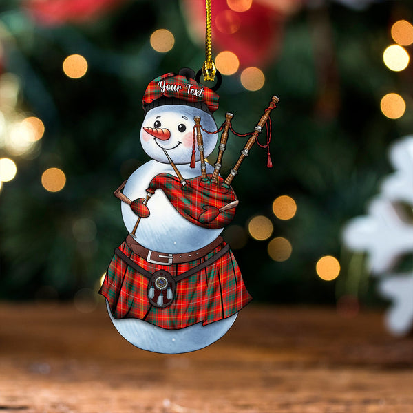 Bruce Modern Clan Badge Tartan Wood Acrylic Ornament Snowman Bagpipe Personalized