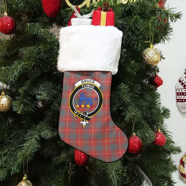 Bruce Weathered Clan Badge Tartan Christmas Stocking