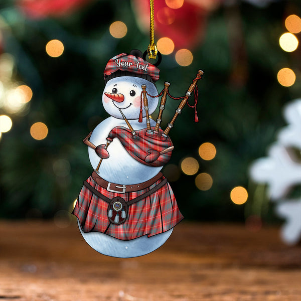 Bruce Weathered Clan Badge Tartan Wood Acrylic Ornament Snowman Bagpipe Personalized