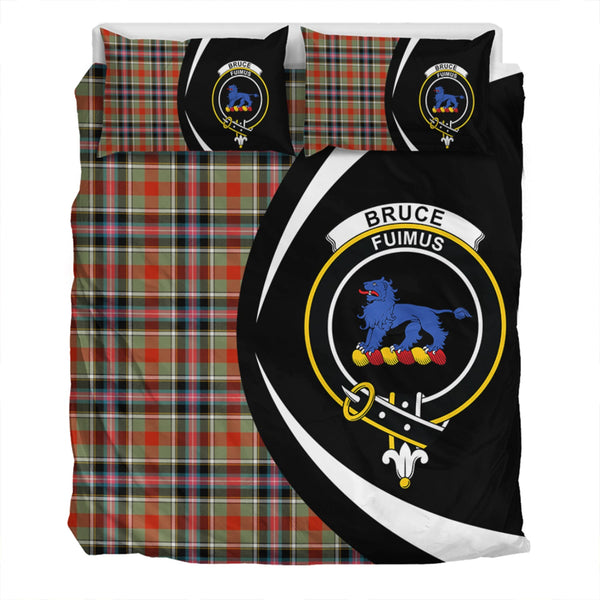 Bruce of Kinnaird Ancient Clan Badge Tartan Bedding Set Circle Style