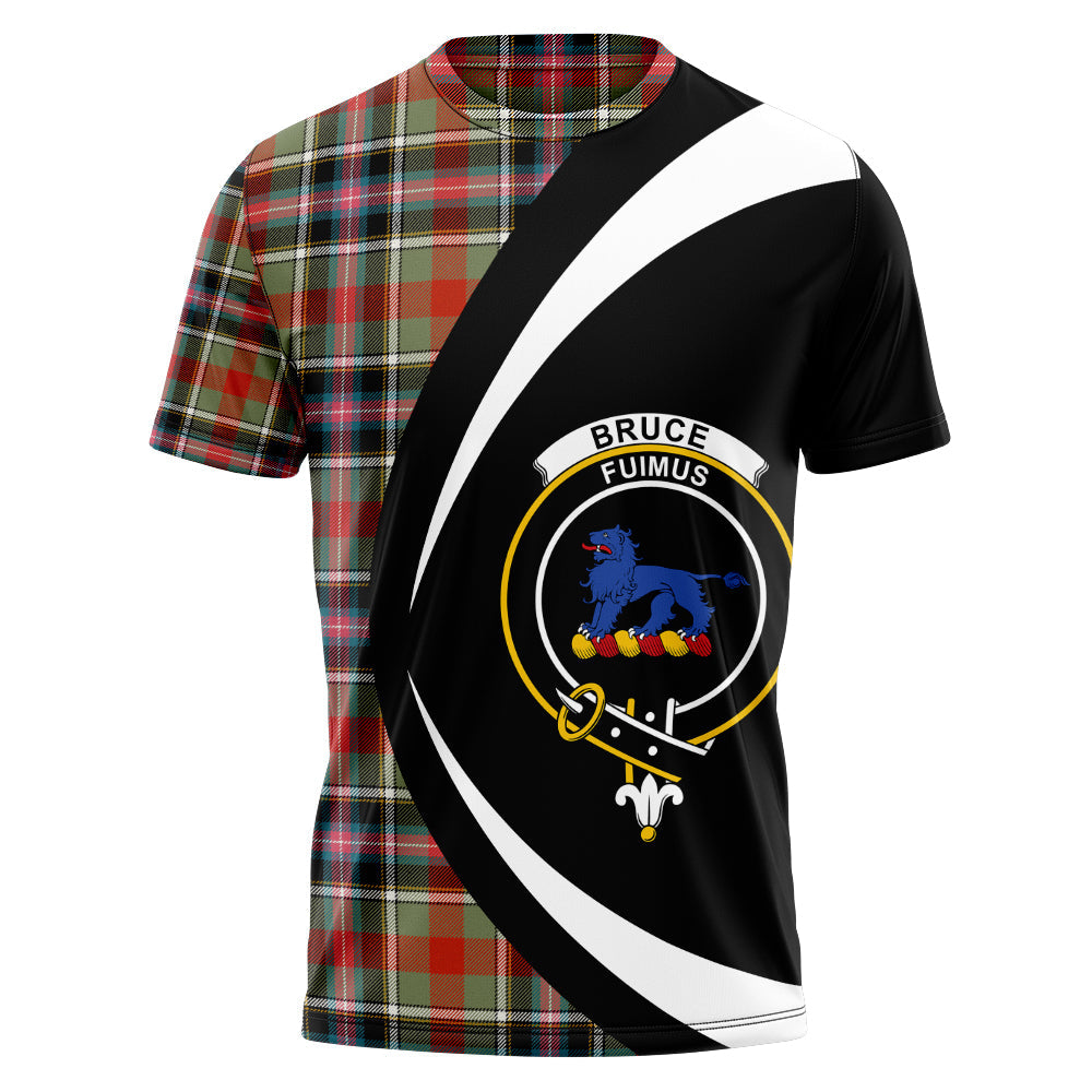 Bruce of Kinnaird Ancient Clan Badge Tartan T-Shirt Circle Style Personalized