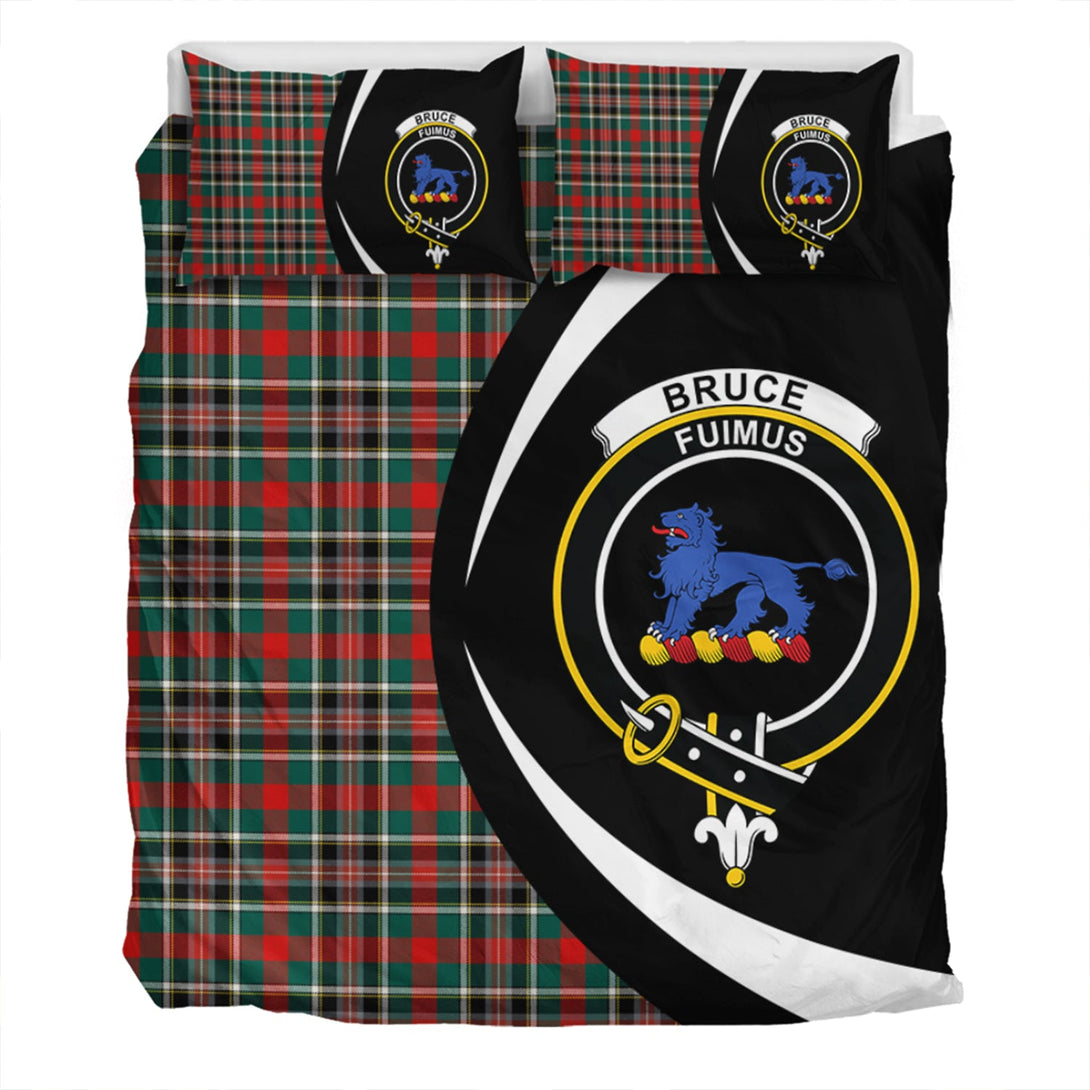 Bruce of Kinnaird Modern Clan Badge Tartan Bedding Set Circle Style