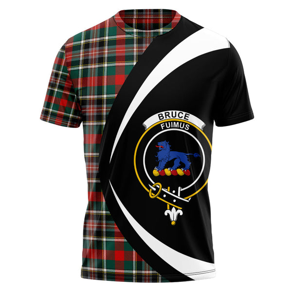 Bruce of Kinnaird Modern Clan Badge Tartan T-Shirt Circle Style Personalized