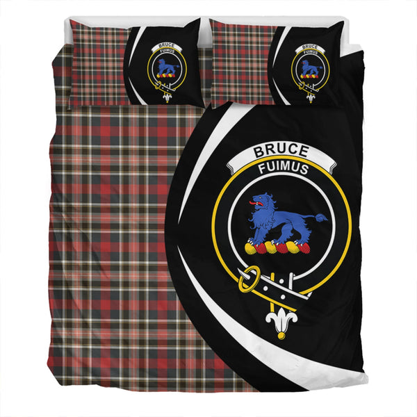 Bruce of Kinnaird Weathered Clan Badge Tartan Bedding Set Circle Style