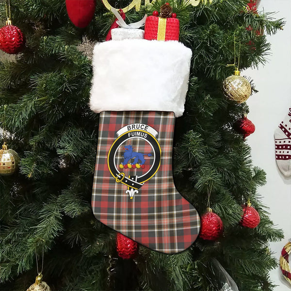 Bruce of Kinnaird Weathered Clan Badge Tartan Christmas Stocking