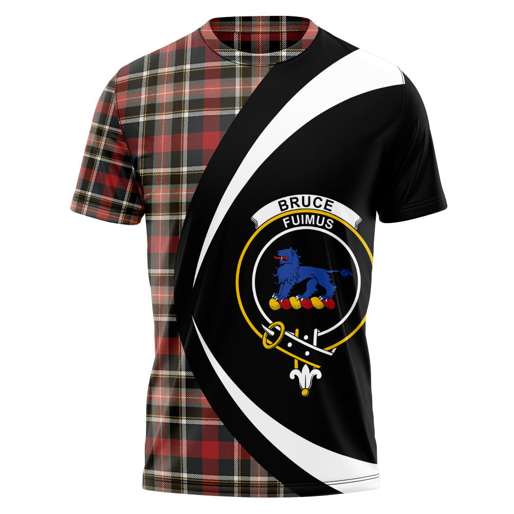 Bruce of Kinnaird Weathered Clan Badge Tartan T-Shirt Circle Style Personalized