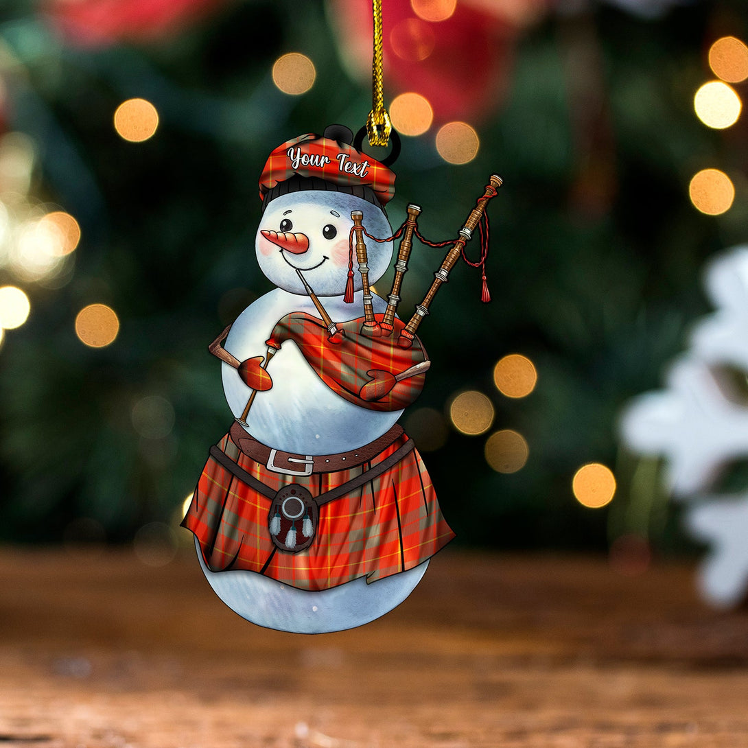 Bryce Ancient Tartan Wood Acrylic Ornament Snowman Bagpipe Personalized