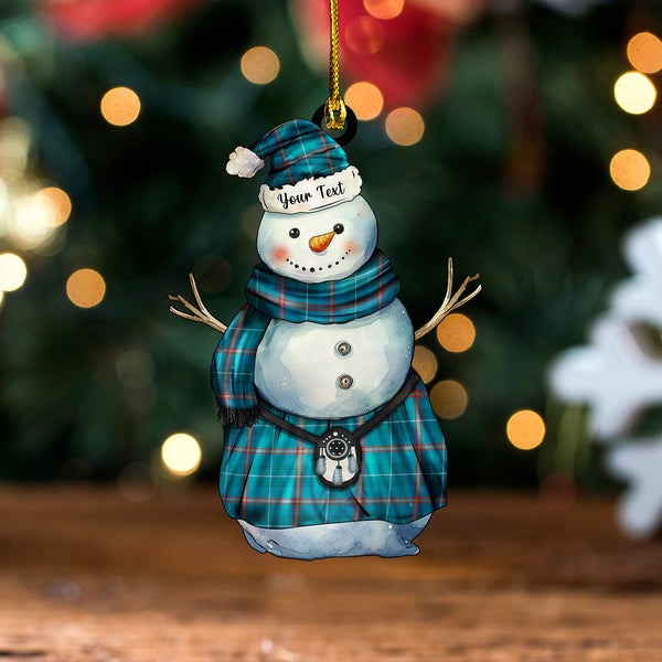 Bryson 1988 Ancient Tartan Wood Acrylic Ornament Snowman Warrior Personalized