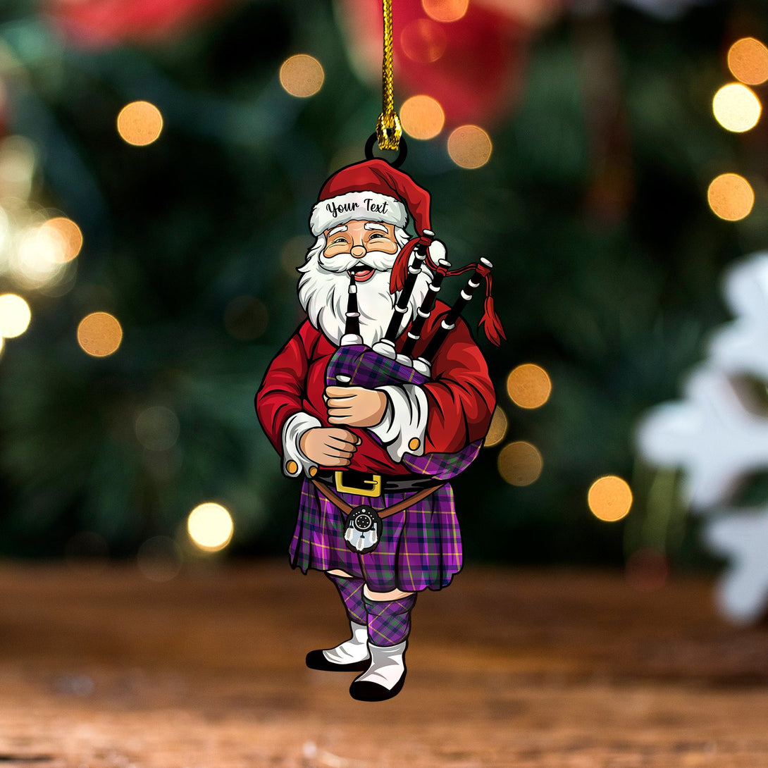 Bryson 2000 Modern Tartan Wood Acrylic Ornament Santa Personalized