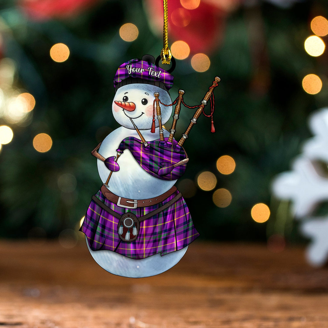 Bryson 2000 Modern Tartan Wood Acrylic Ornament Snowman Bagpipe Personalized