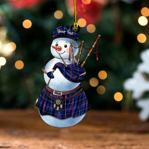 Bryson Modern Clan Badge Tartan Wood Acrylic Ornament Snowman Bagpipe Personalized