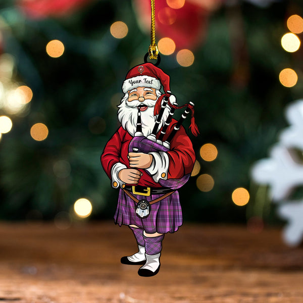 Bryson Weathered Clan Badge Tartan Wood Acrylic Ornament Santa Personalized