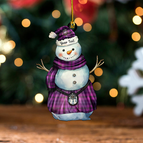 Bryson Weathered Clan Badge Tartan Wood Acrylic Ornament Snowman Warrior Personalized