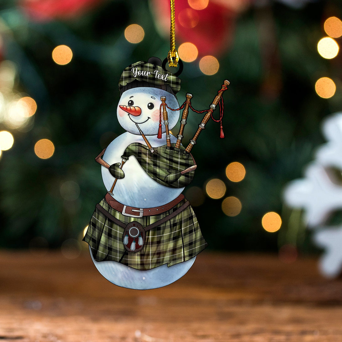 Buccleuch 2 Ancient Tartan Wood Acrylic Ornament Snowman Bagpipe Personalized