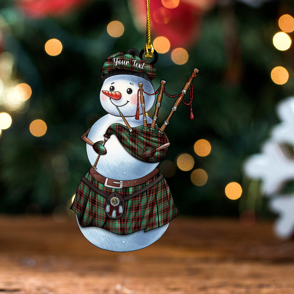 Buchan Ancient Clan Badge Tartan Wood Acrylic Ornament Snowman Bagpipe Personalized