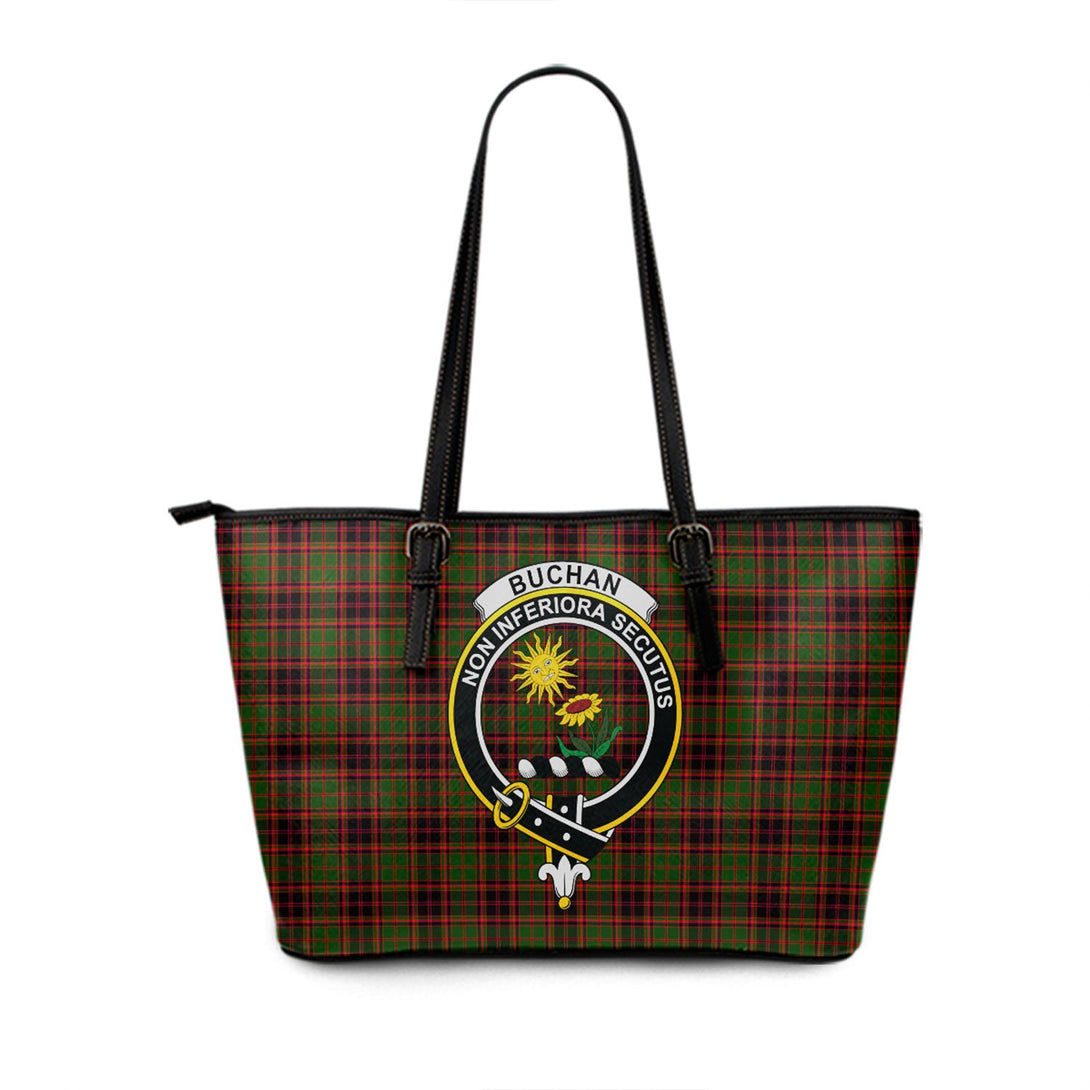 Buchan Modern Clan Badge Tartan Leather Tote Bag