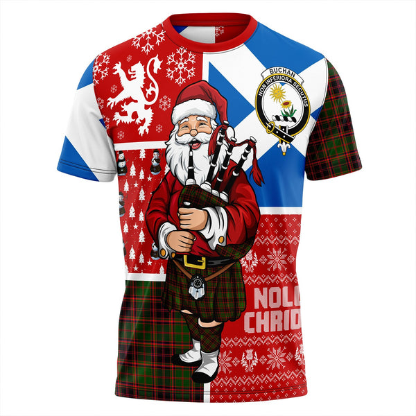 Buchan Modern Clan Badge Tartan T-Shirt Scotland Christmas Santa