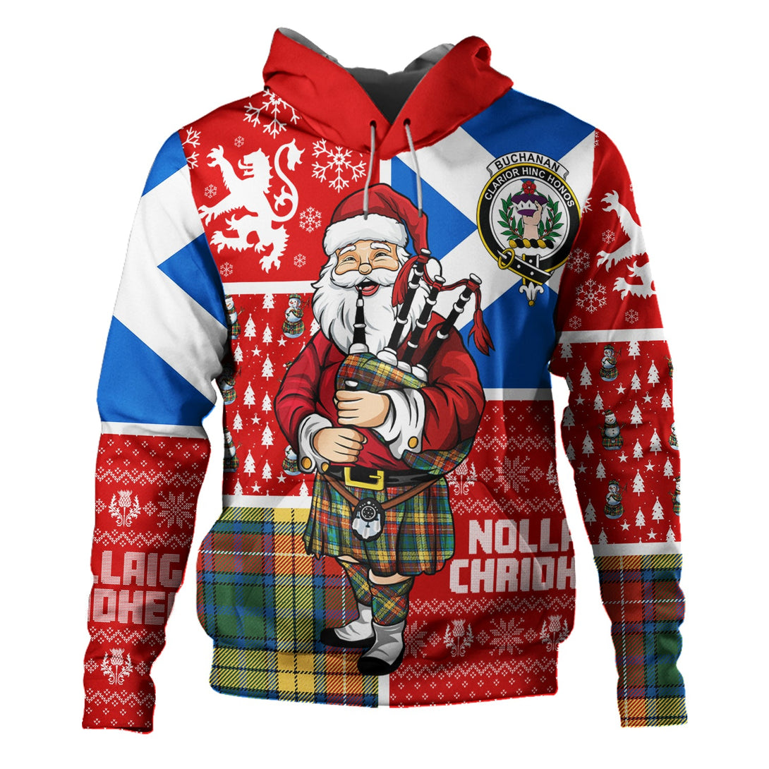 Buchanan Ancient Clan Badge Tartan Hoodie Scotland Christmas Santa