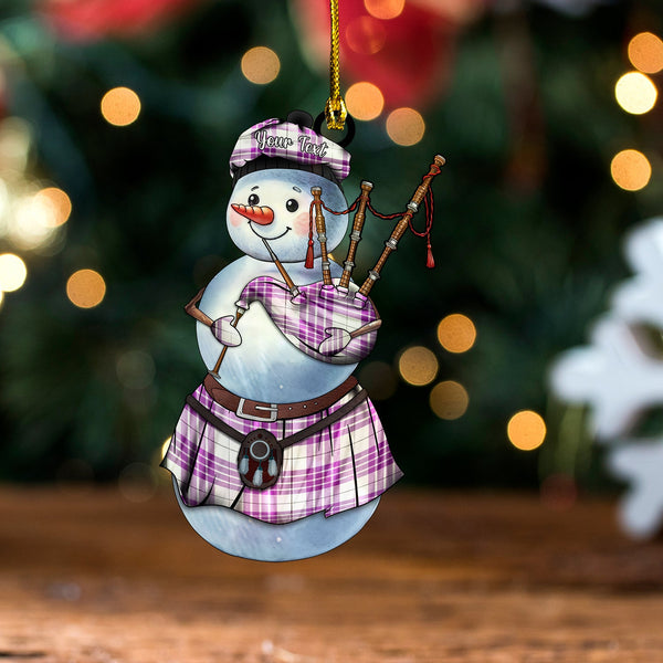 Buchanan Cerise 1 Special Weathered Tartan Wood Acrylic Ornament Snowman Bagpipe Personalized