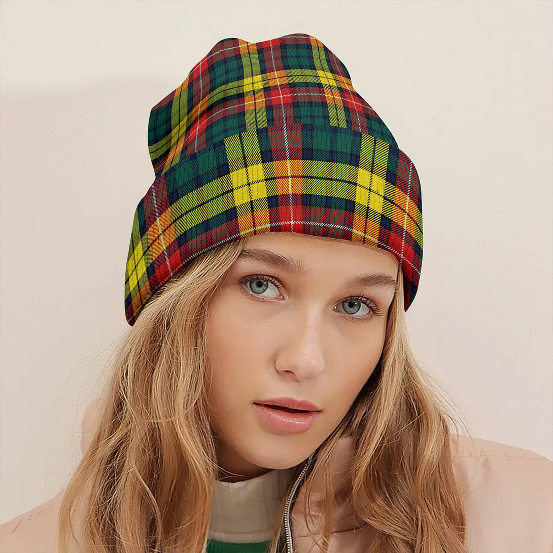 Buchanan Modern Clan Badge Tartan Knitted Beanie